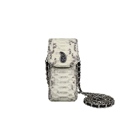 THE WORLD IS YOURS - Exotic Leather Mini Pouch (SILVER/LONG)