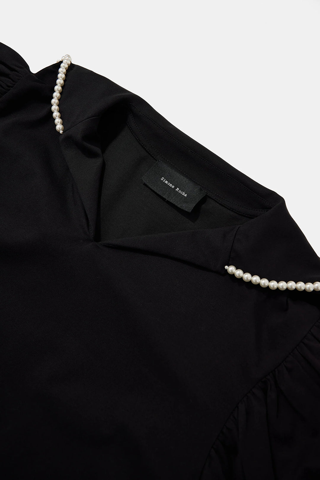 PUFF SLEEVE SAILOR COLLAR T-SHIRT W/ EMB