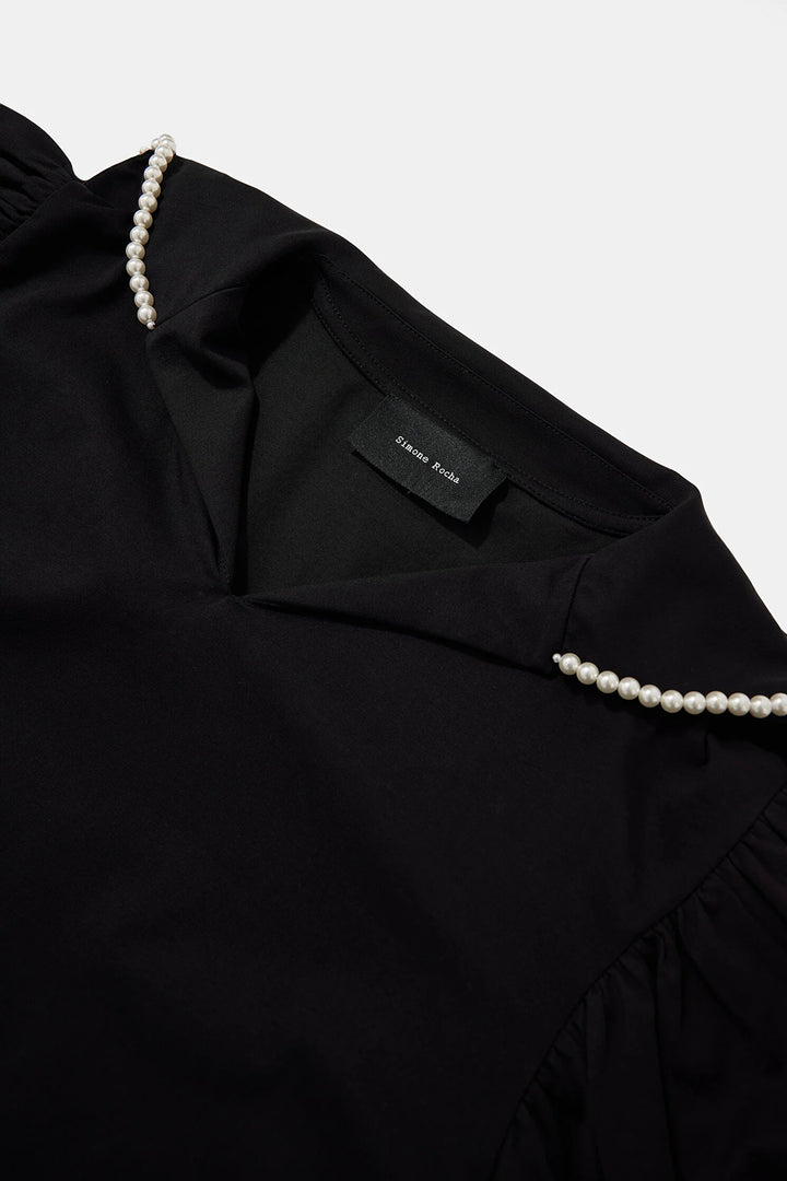 PUFF SLEEVE SAILOR COLLAR T-SHIRT W/ EMB