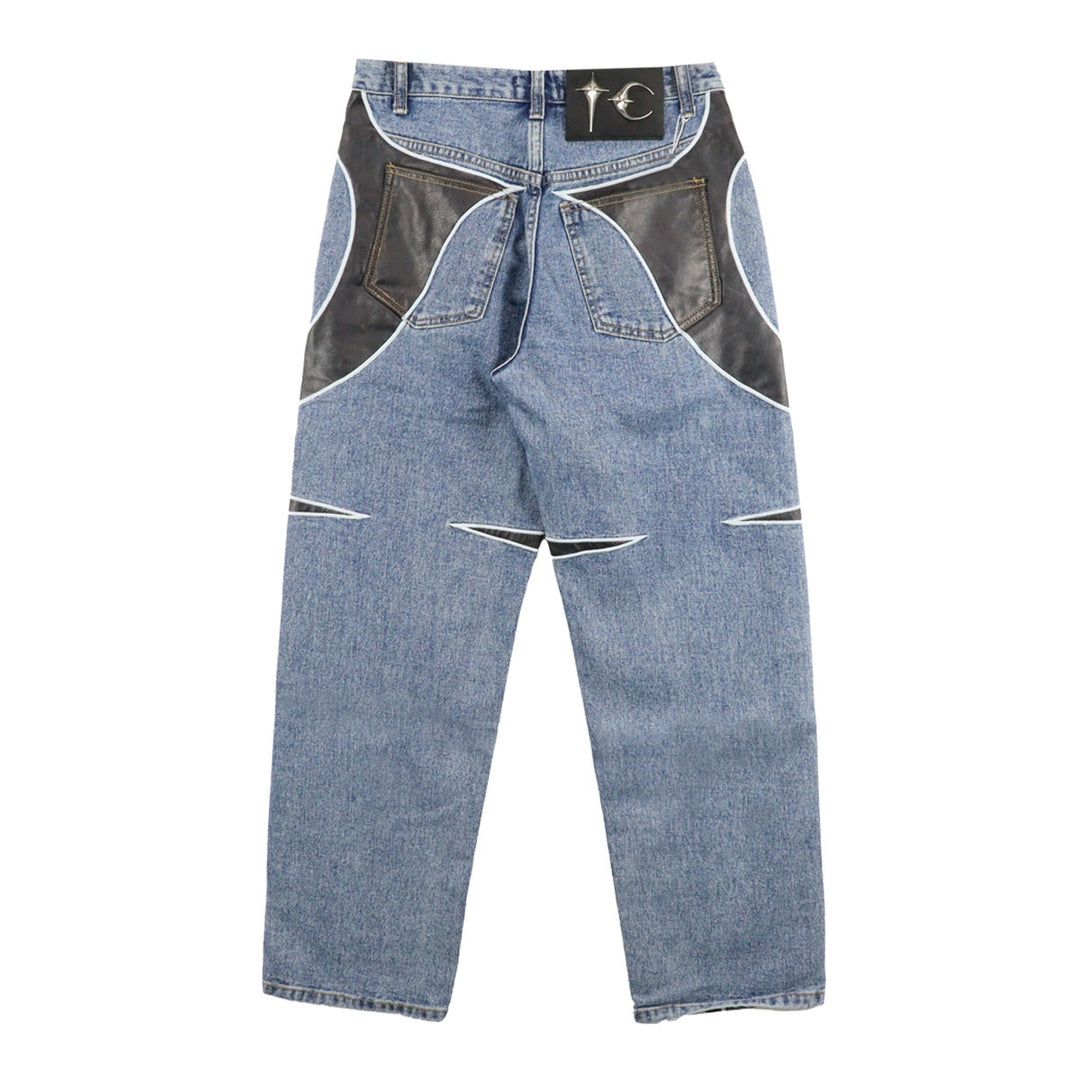 THUG CLUB - TC Leather Washing Denim Pants2