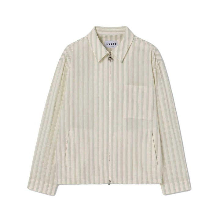 SOLID HOMME - Striped Zip-Up Shirt