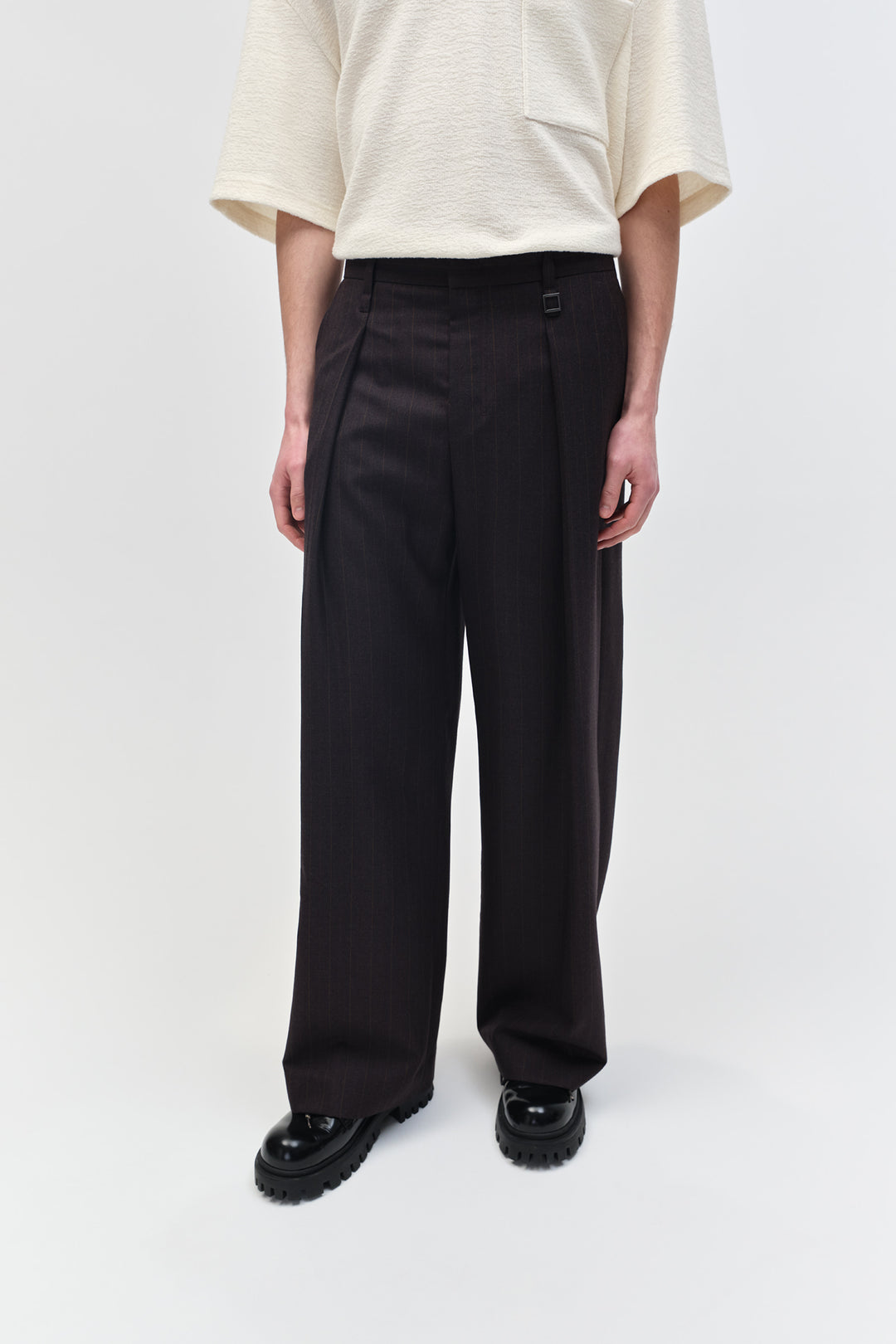 Gray Striped Folding Pants