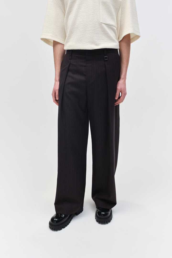 Gray Striped Folding Pants