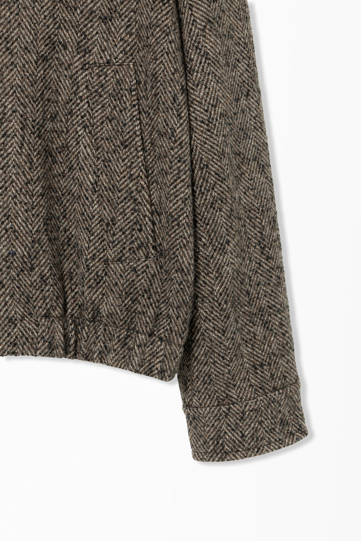 Brown Herringbone Blouson Jacket