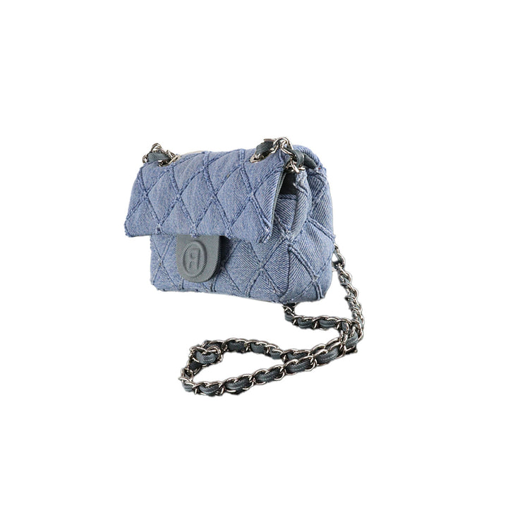 RHOMBUS DENIM CHAIN BAG NANO