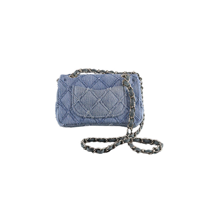 RHOMBUS DENIM CHAIN BAG NANO