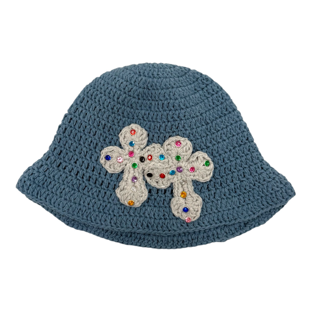 3D double Cross Handmade Knit hat With Studs【Ctype】