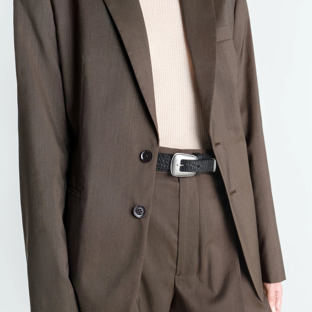 Minimal Western Belt in Grain Leather
