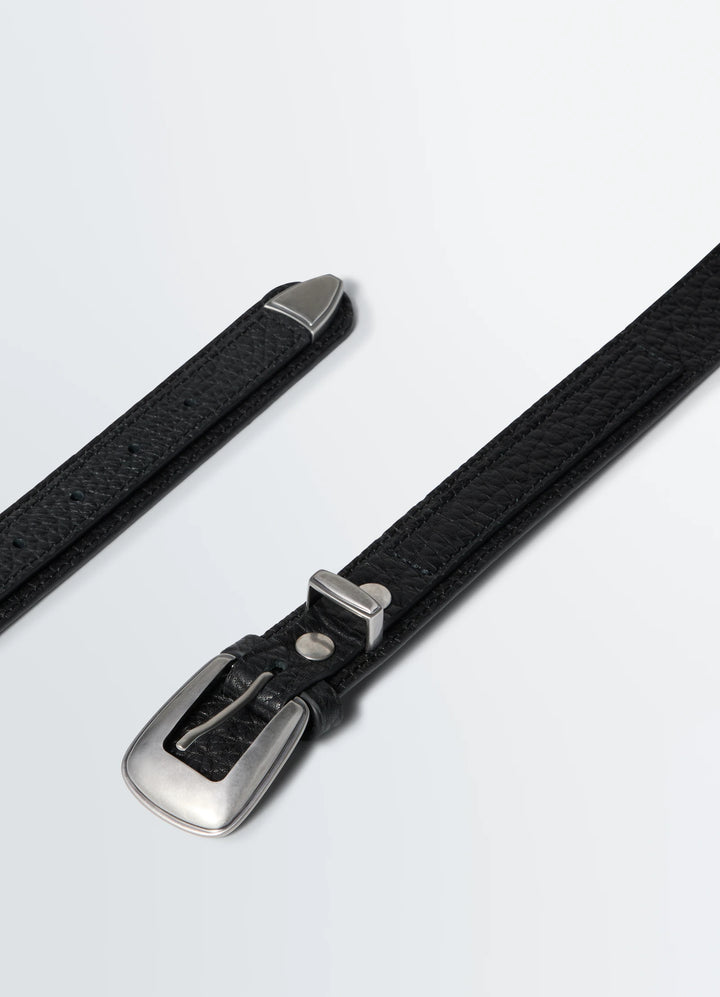 Minimal Western Belt in Grain Leather