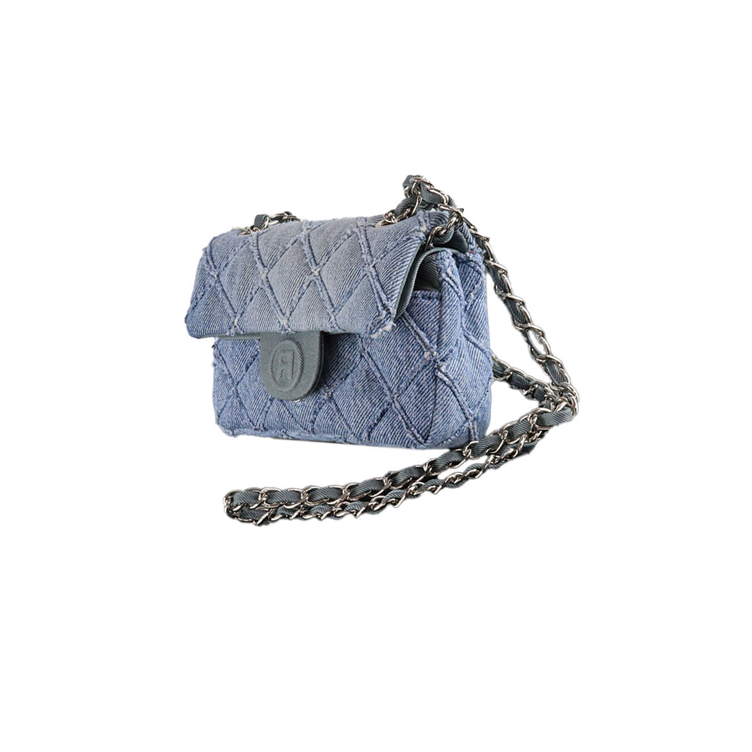 RHOMBUS DENIM CHAIN BAG NANO