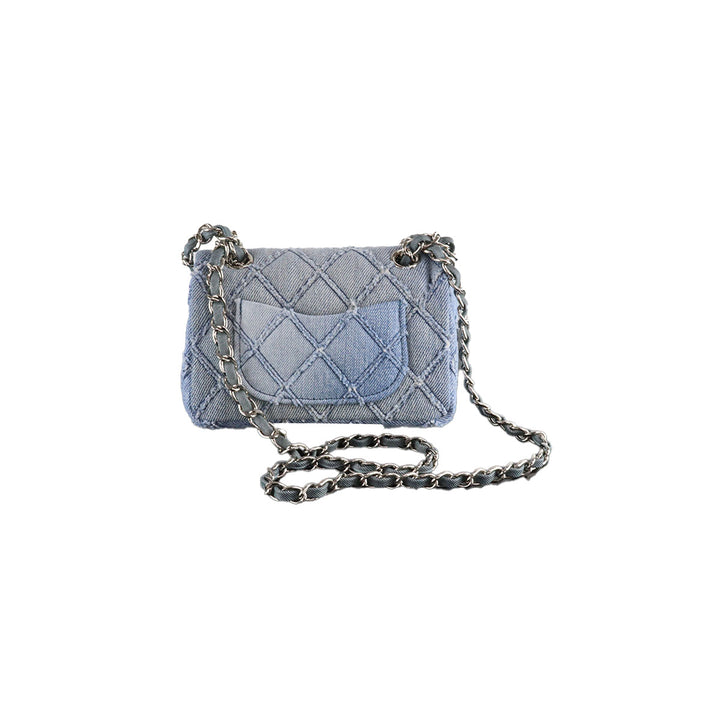 RHOMBUS DENIM CHAIN BAG NANO