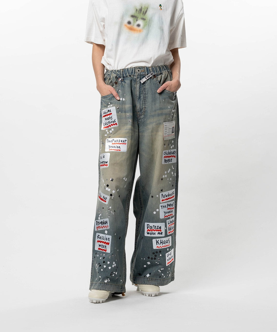 Sticker Denim Pants