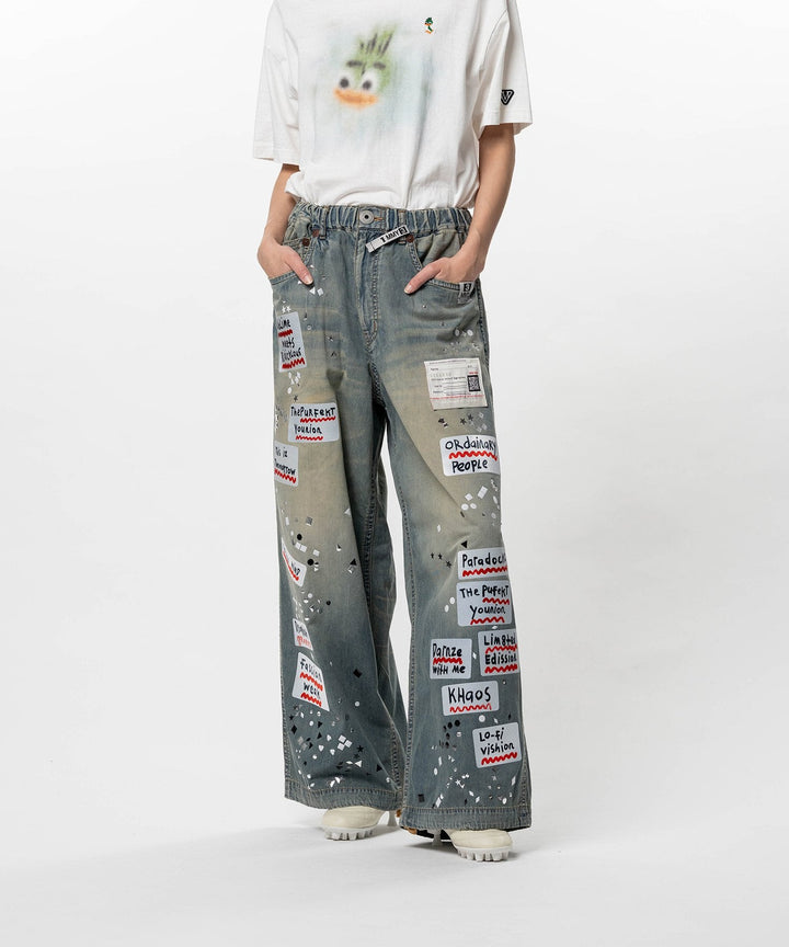 Sticker Denim Pants