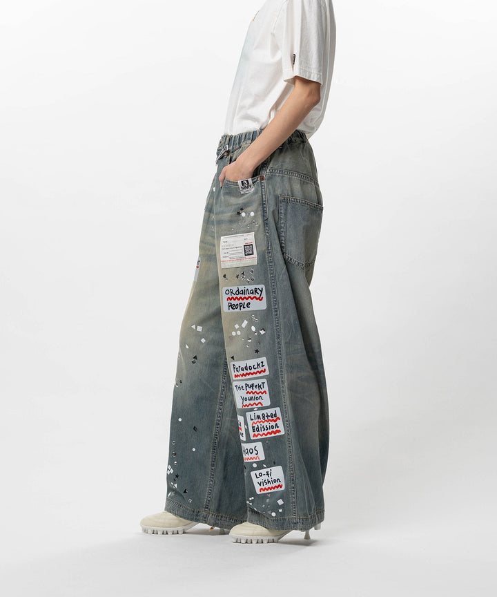 Sticker Denim Pants