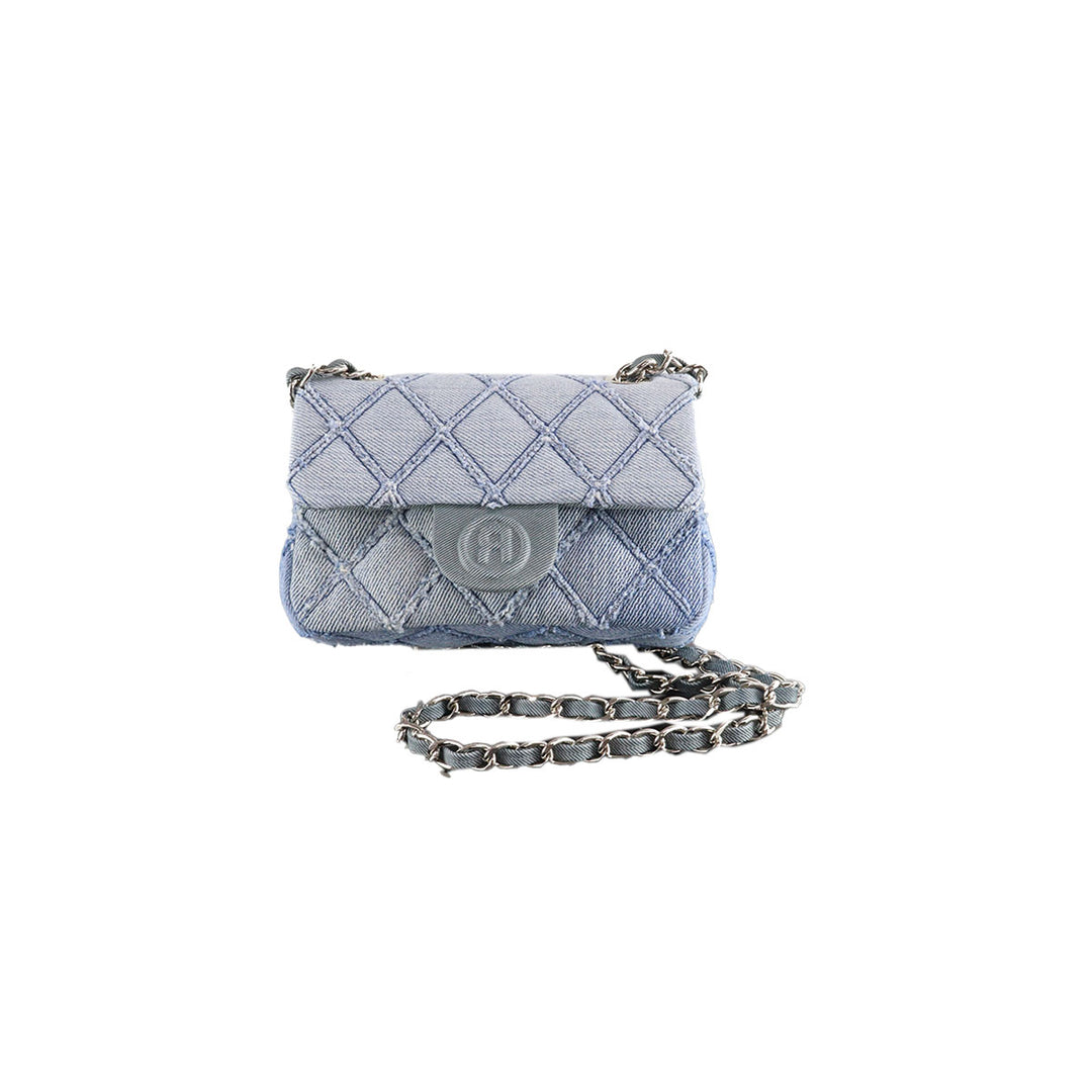 RHOMBUS DENIM CHAIN BAG NANO