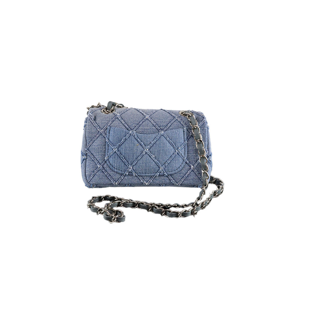 RHOMBUS DENIM CHAIN BAG NANO