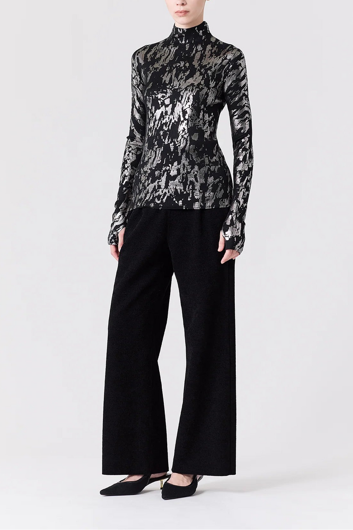 SOFT PORTRAIT FOIL HIGHNECK LONG SLEEVE TOP