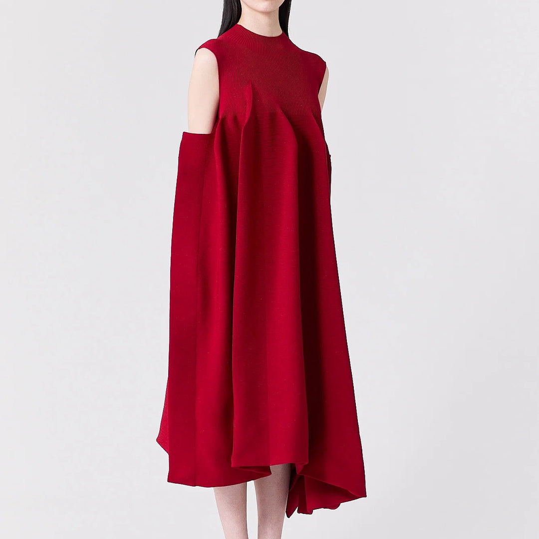 POTTERY CREASE GLITTER ASYMMETRIC DRESS