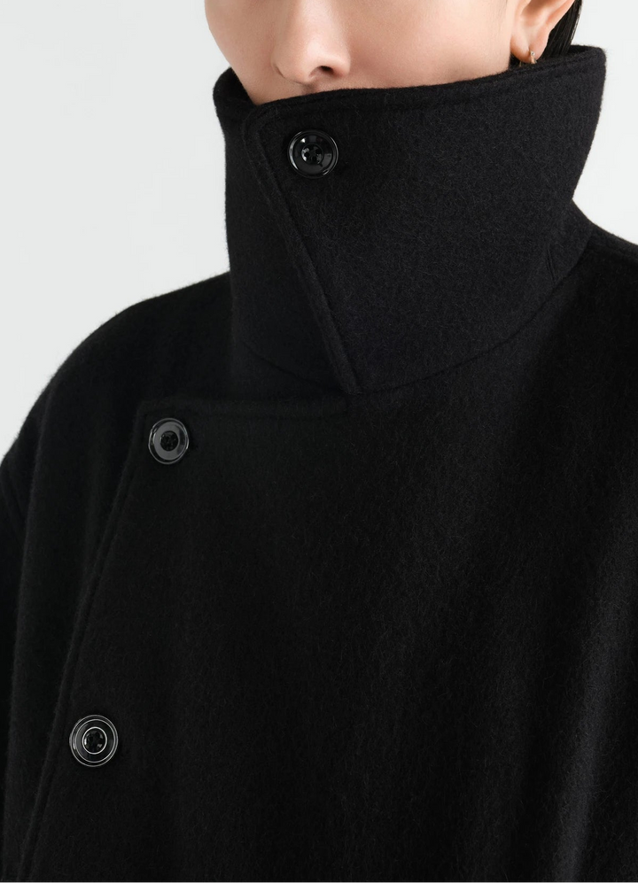 Felted Wool & Alpaca Blend Short Wrap Coat