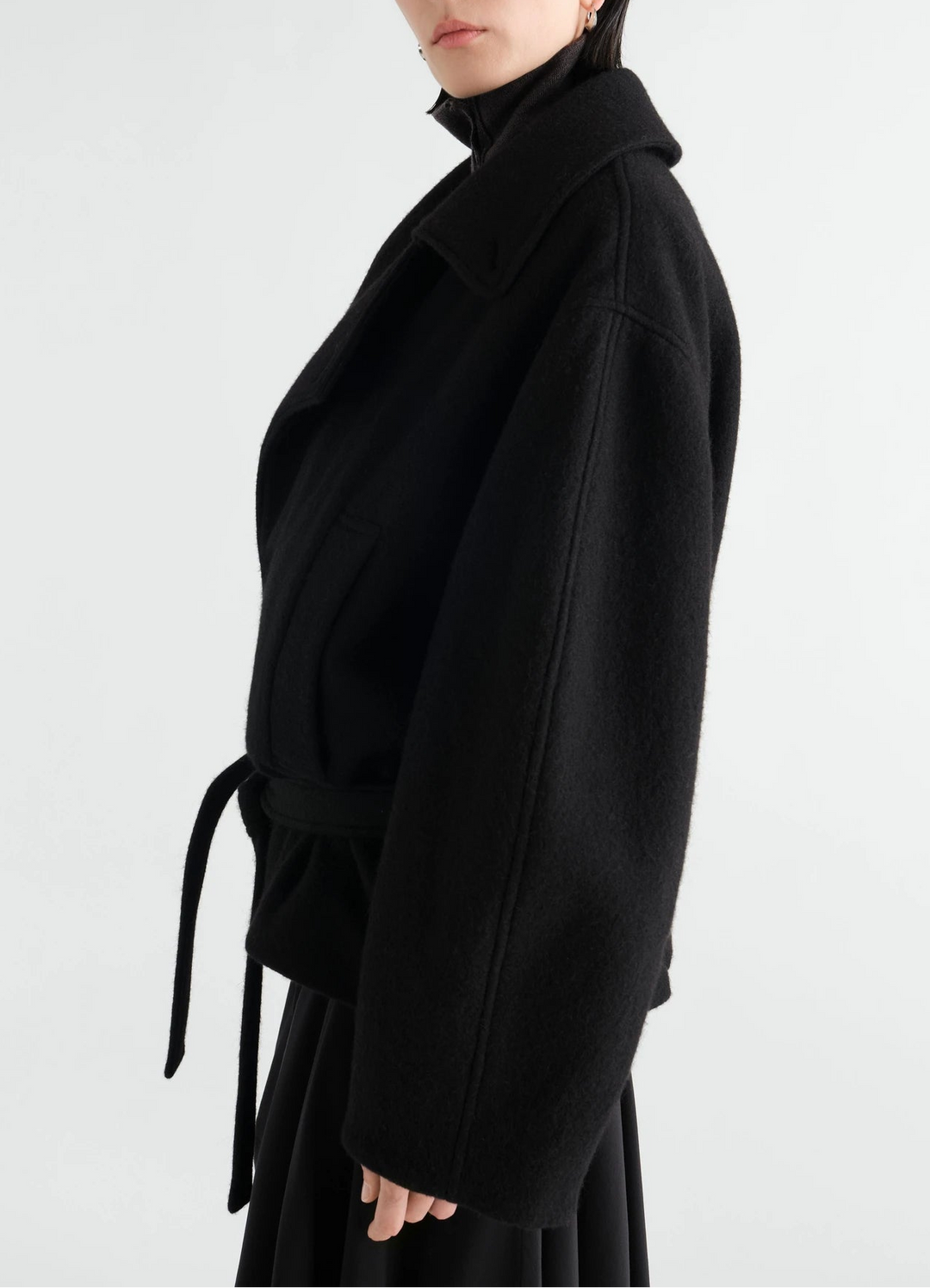 Felted Wool & Alpaca Blend Short Wrap Coat