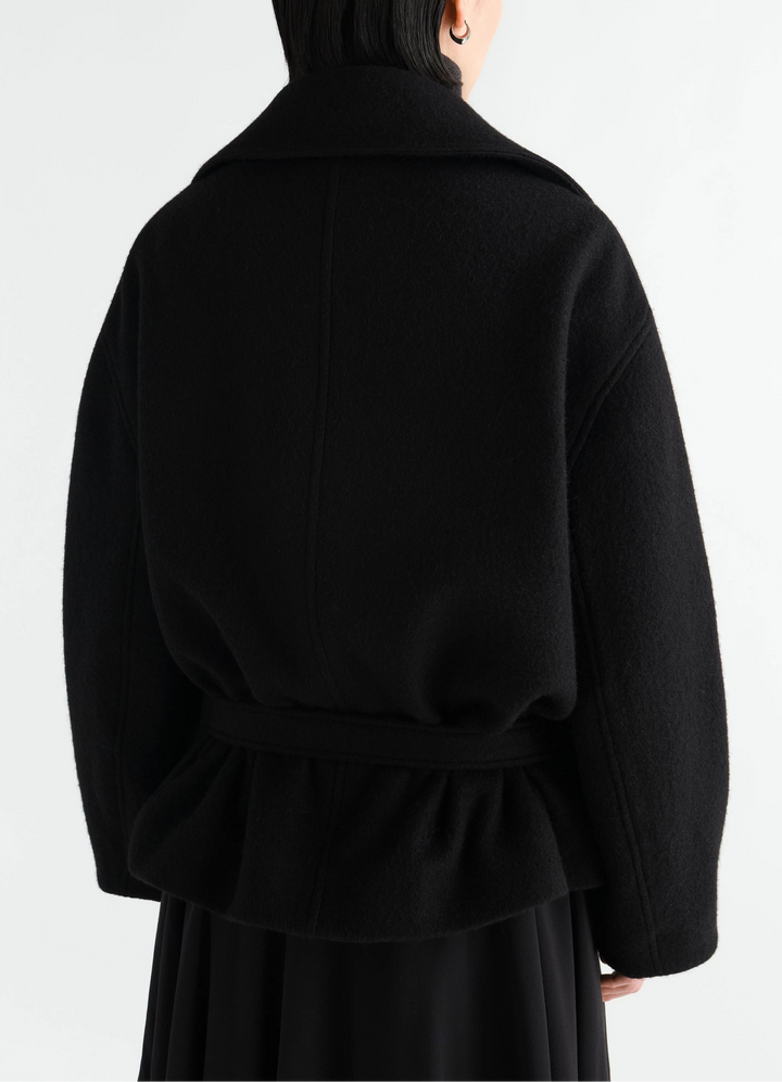 Felted Wool & Alpaca Blend Short Wrap Coat