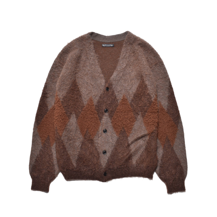 Mohair Argyle Knit Cardigan