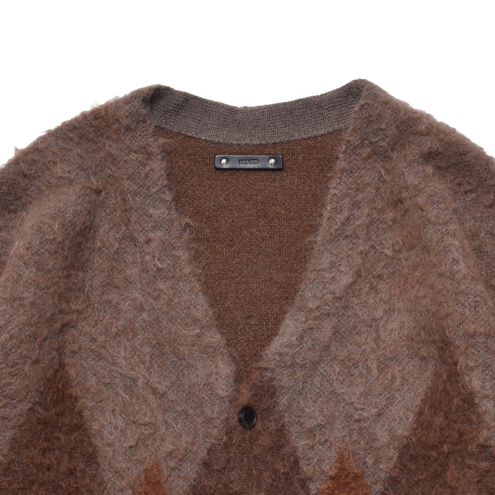 Mohair Argyle Knit Cardigan