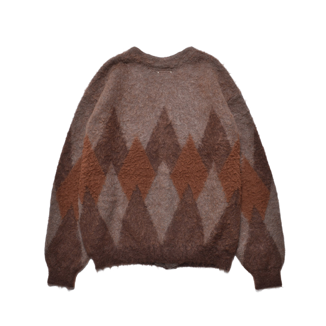Mohair Argyle Knit Cardigan