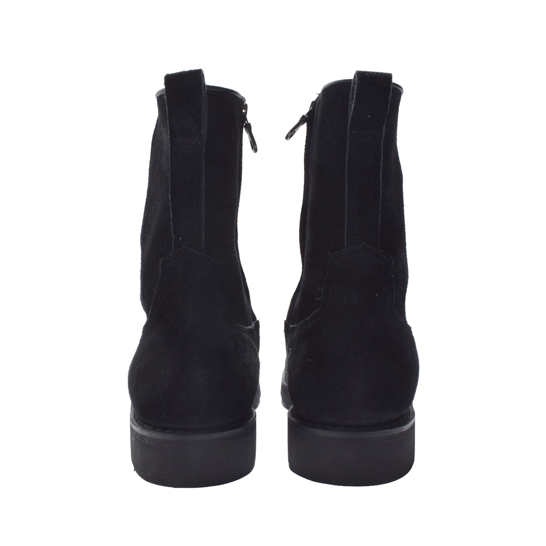 Suede Leather Side Zipper Boots