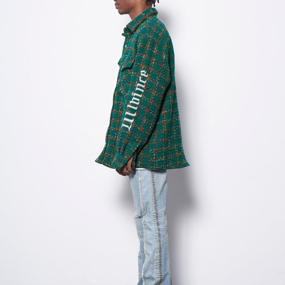MLVINCE - EMBROIDERY CHECK TWEED SHIRTS – GREEN