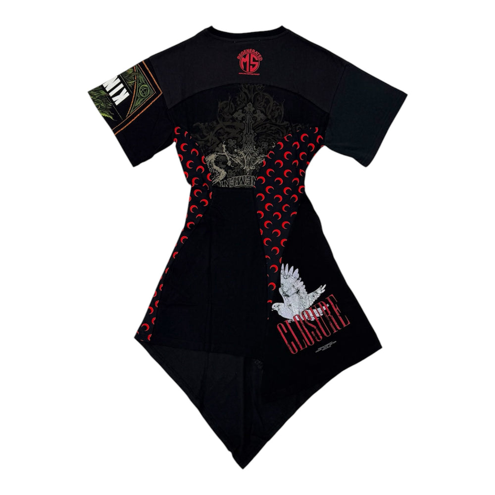 Marine Serre - Upcycled jersey asymetrical knee length dress