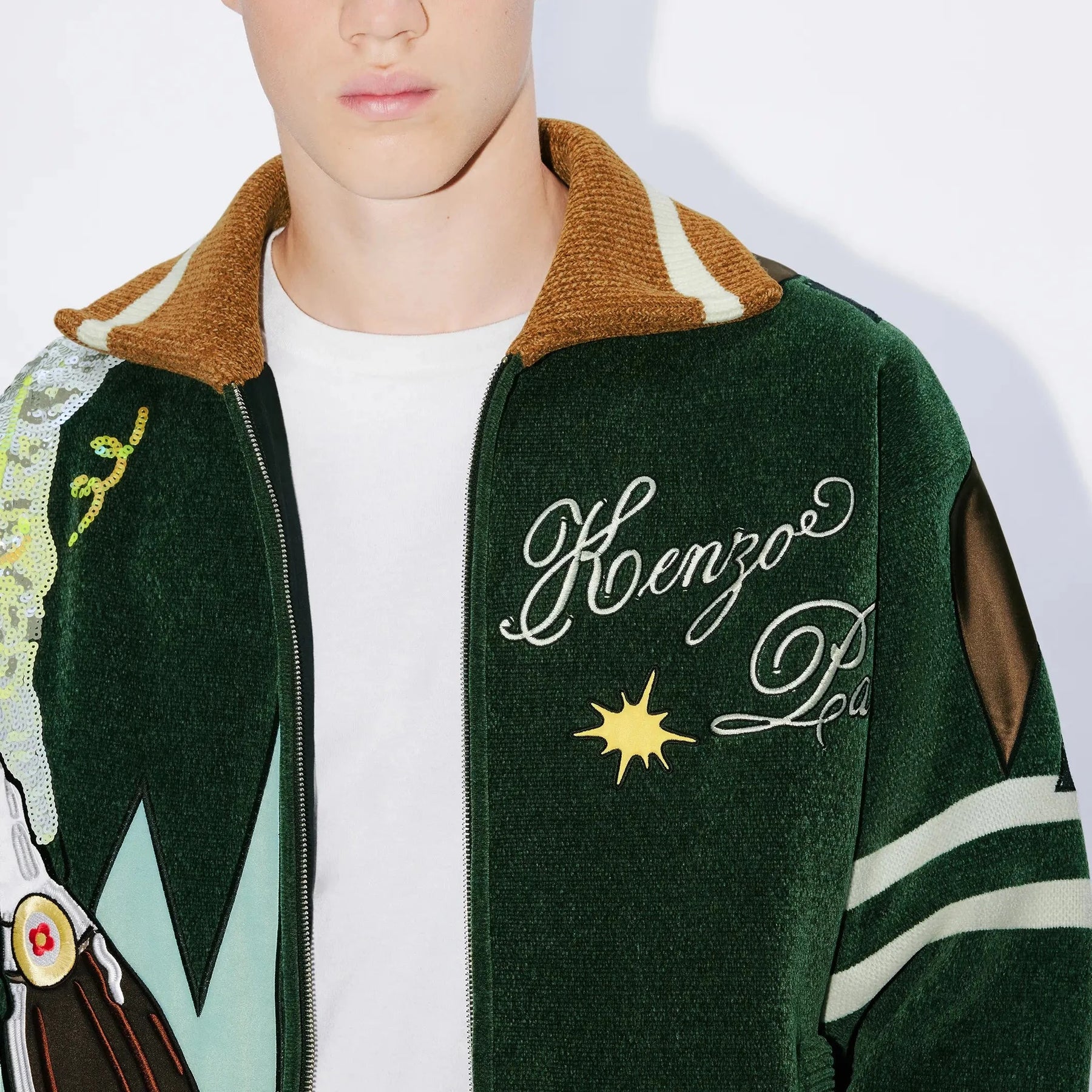Gucci blue loved embroidered 2025 bomber jacket