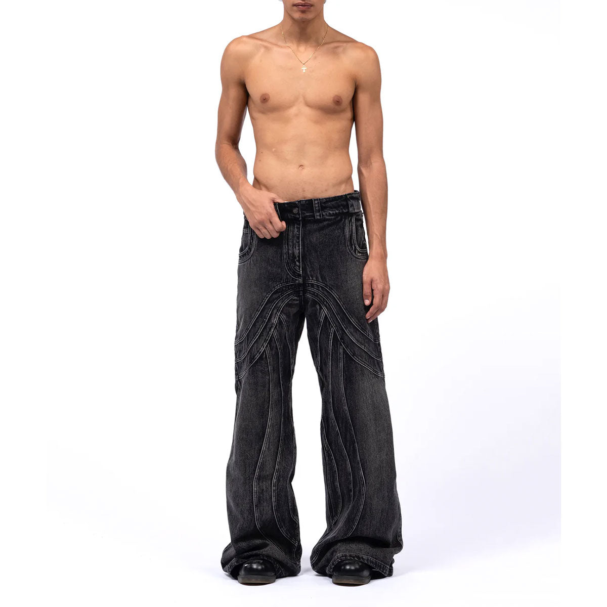 パンツ NO/FAITH STUDIOS WAVE DENIM HEAVY WAVE DENIM USED BLACK | Why are you here?