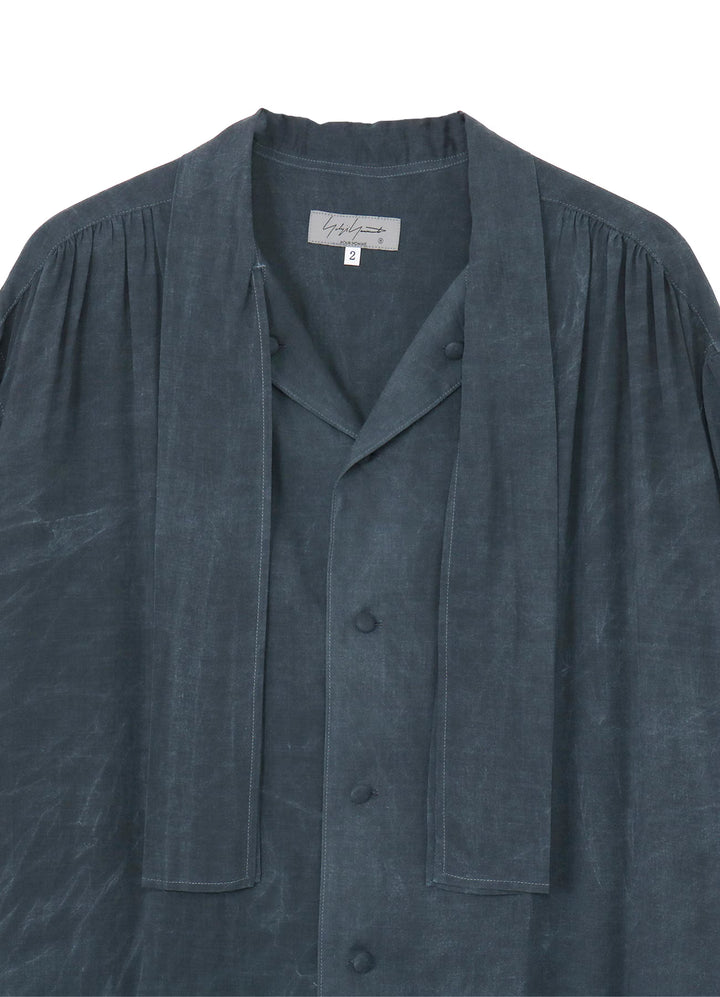 Yohji Yamamoto - CELLULOSE COATING SCARF GATHER BLOUSE