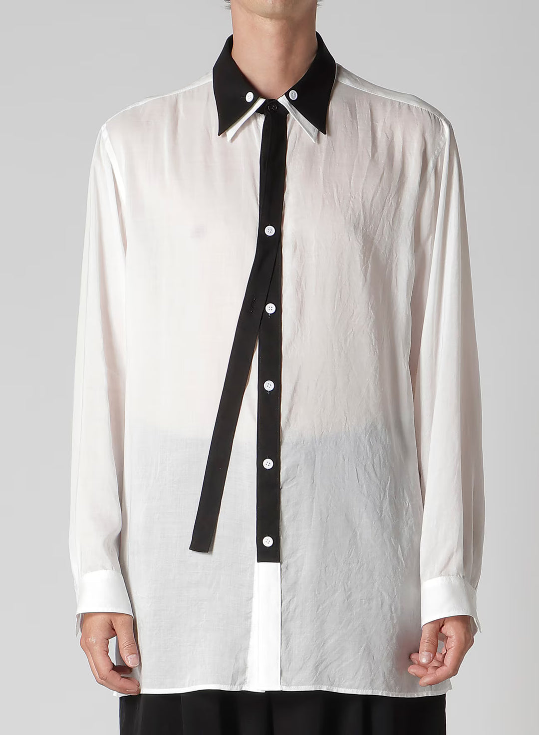 Yohji Yamamoto - CELLULOSE LAWN DOUBLE COLLAR BLOUSE