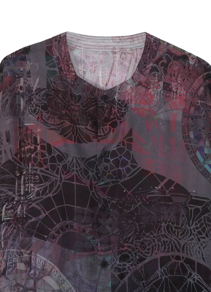 Yohji Yamamoto - BAROQUE PATTERN COLLARLESS BLOUSE