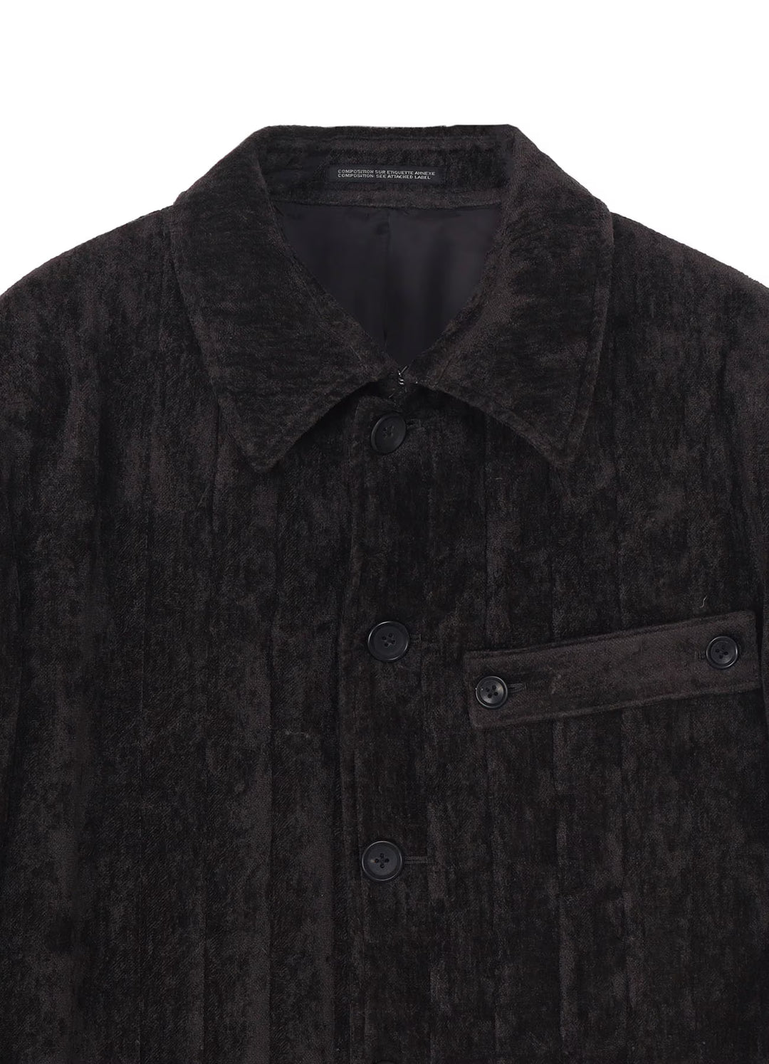 LINEN VELVET TAB DETAIL PADED JACKET