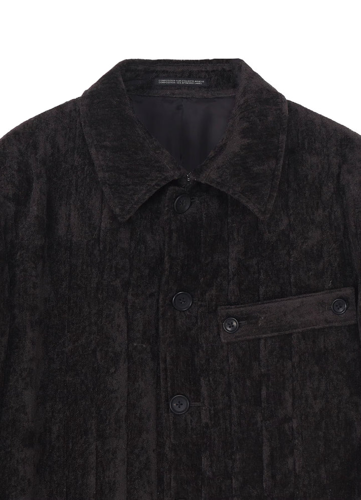 LINEN VELVET TAB DETAIL PADED JACKET
