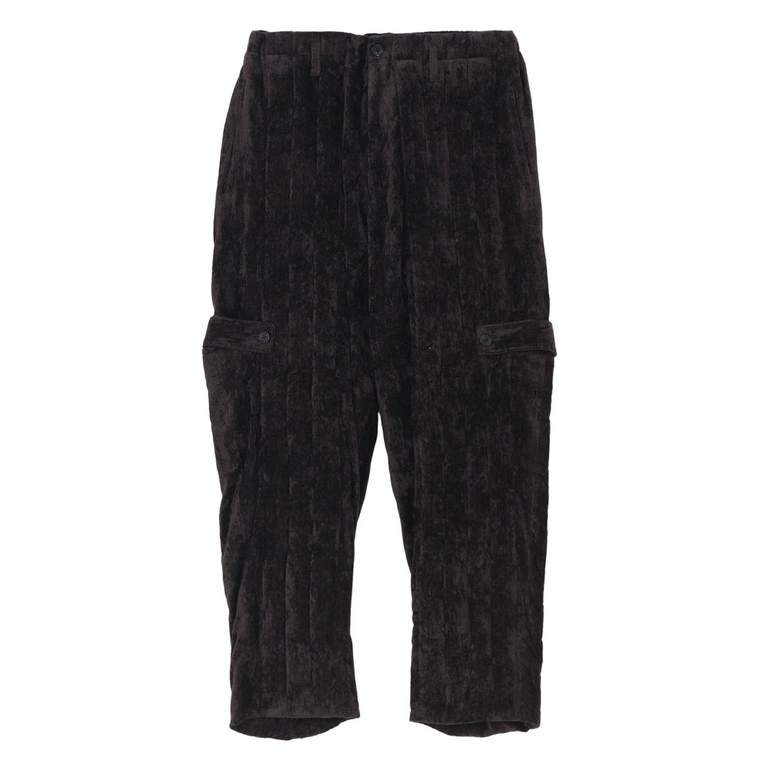LINEN VELVET TAB DETAIL PADDED PANTS