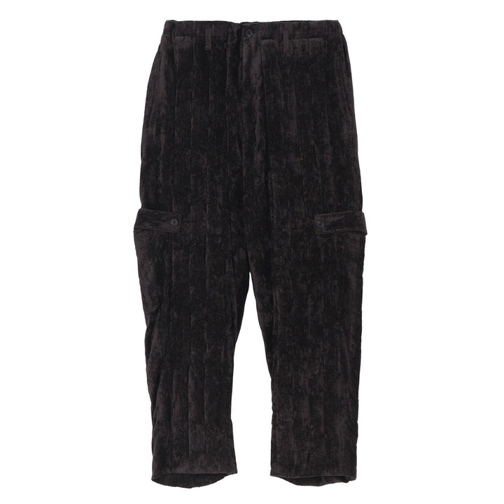 LINEN VELVET TAB DETAIL PADDED PANTS