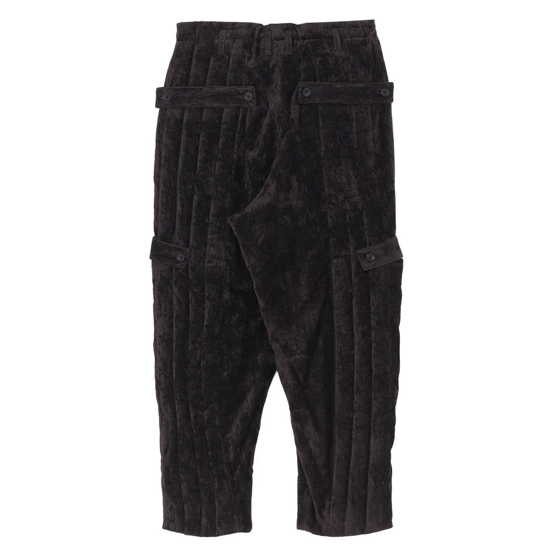 LINEN VELVET TAB DETAIL PADDED PANTS