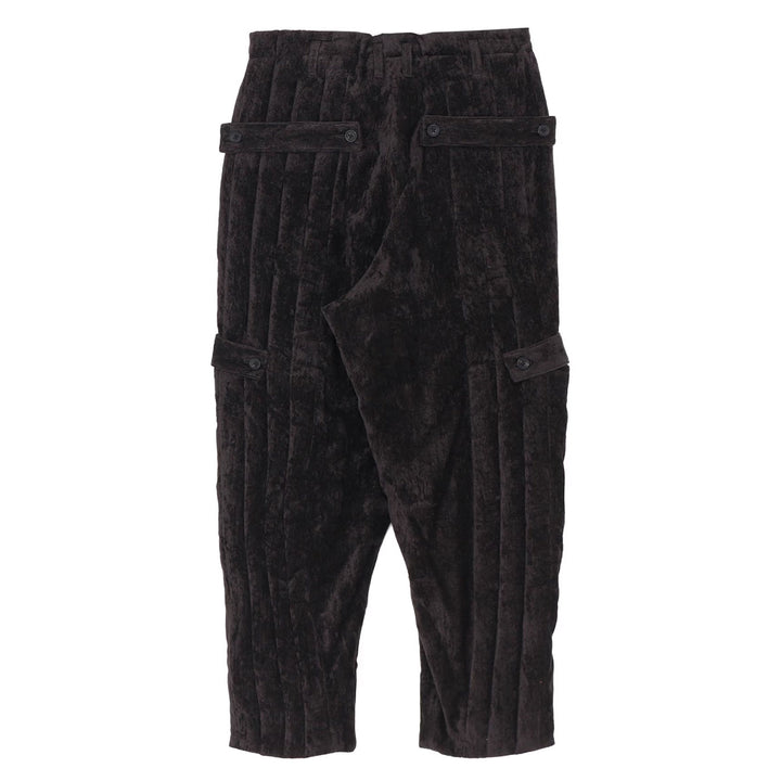 LINEN VELVET TAB DETAIL PADDED PANTS