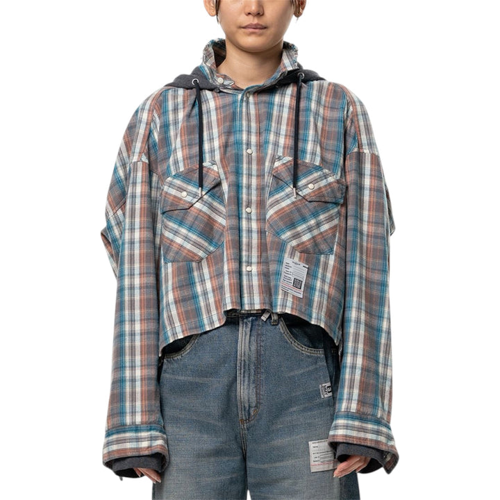 Hoodie Combine Checkered Shirt