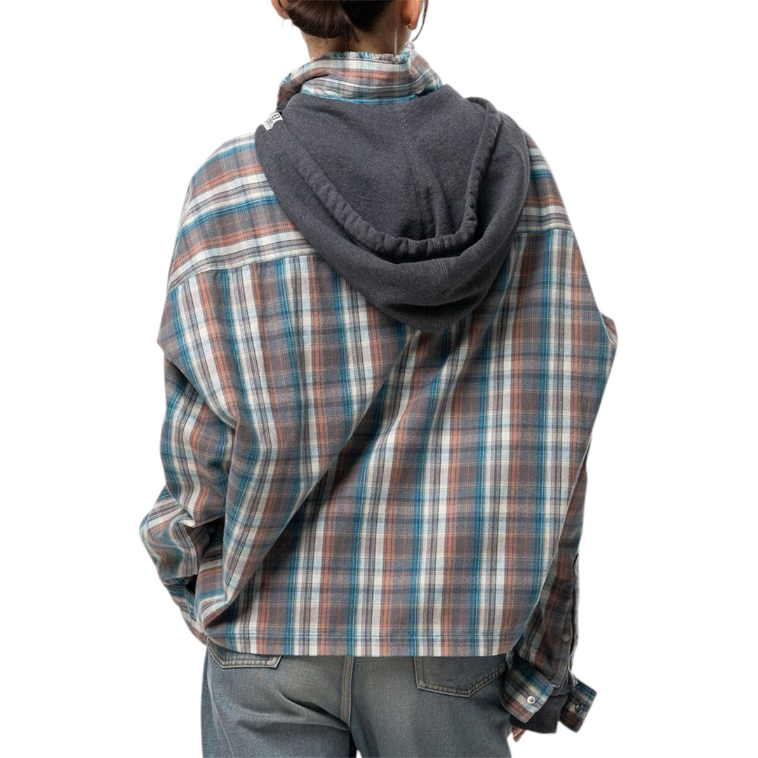 Hoodie Combine Checkered Shirt