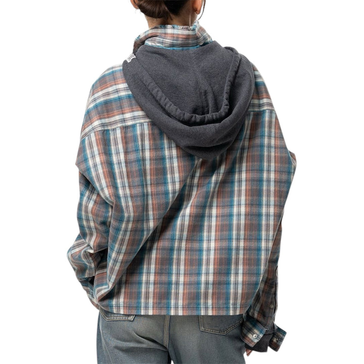 Hoodie Combine Checkered Shirt