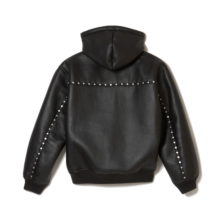 STUDDED HOODED BOMBER JACKET