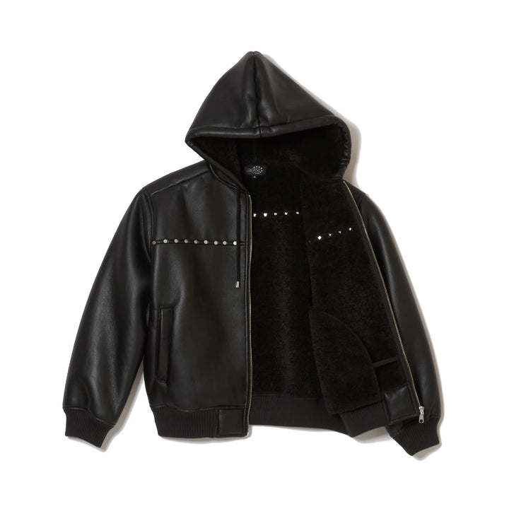 STUDDED HOODED BOMBER JACKET