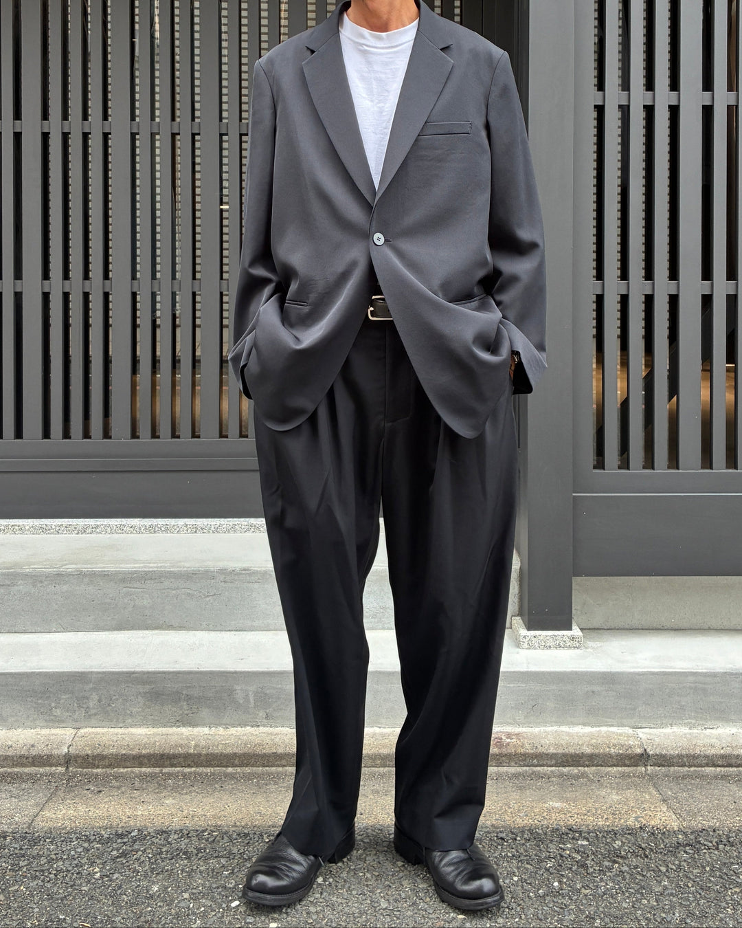 Single-Breasted Jacket in Wool Gabardine