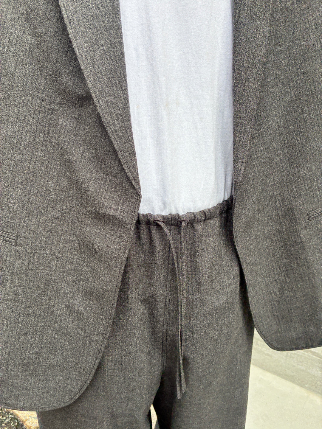 Wool Ramie Mohair Side Seamless Pants