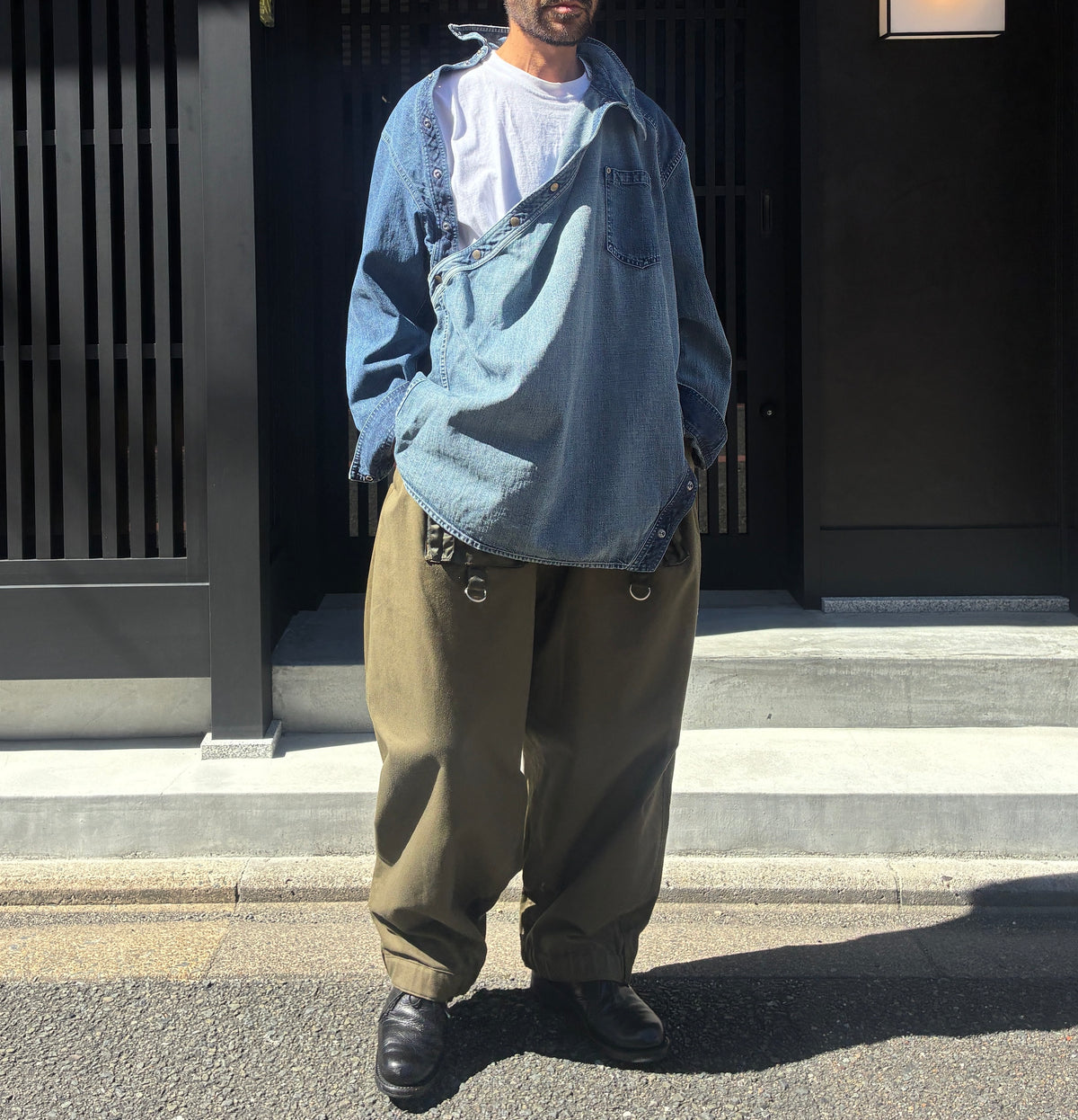 LEATHER KIKO DENIM SHIRT